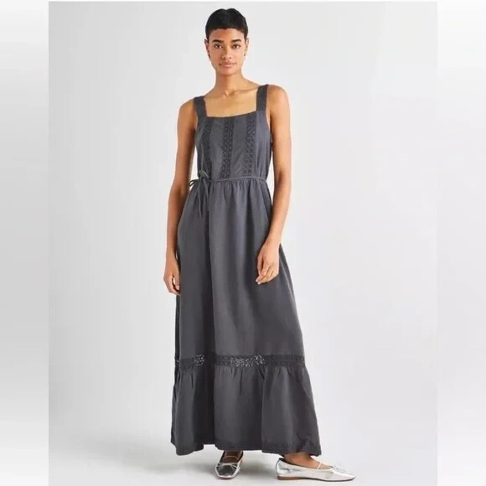 Splendid Maxi Dress Women's Small Gray Square Neck Sleeveless Boho Summer Casual